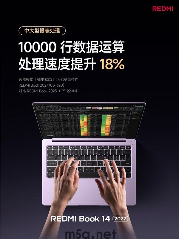 5779元起!REDMI Book 14 2027正式发布:2.8K高刷屏、续航超20小时(图3) 5779元起!REDMI Book 14 2027正式发布:2.8K高刷屏、续航超20小时